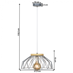 Visiaca lampa, sivá/prírodná, drevo/kov, TREX TYP 2