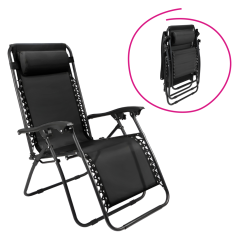 Gartenliegestuhl, schwarz, GERALD NEU