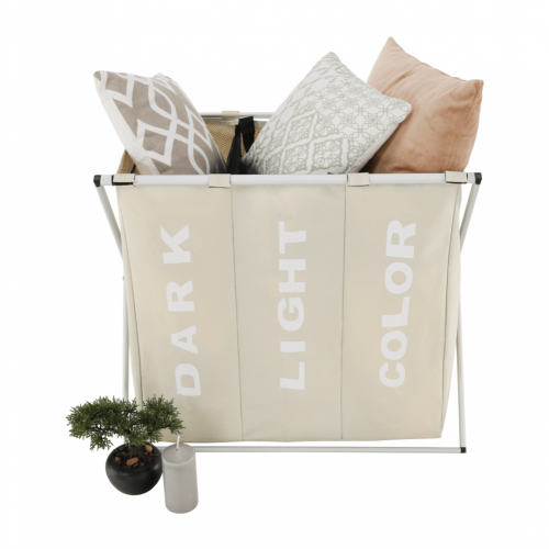 Stoffkorb für Wäsche, grau-beige, LAUNDRY NEW TYPE 3