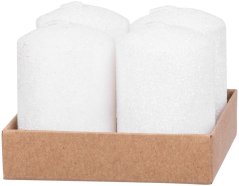 MagicHome Weihnachtskerze, 4x6 cm, zylindrisch, Packung. 4 Stück, weiß, mit Glitzer, Advent