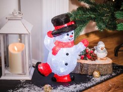 MagicHome Weihnachtsdekoration, Schneemann, 30 LEDs, kaltweiß, Acryl, IP44, außen, 22x14x30 cm
