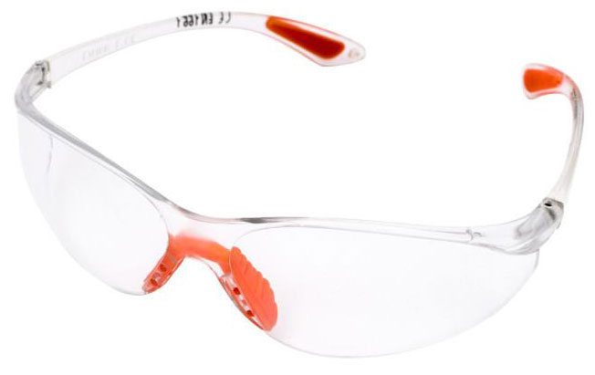 Ochranné okuliare RESISTE transparentné s oranžovým značením, XL-TOOLS