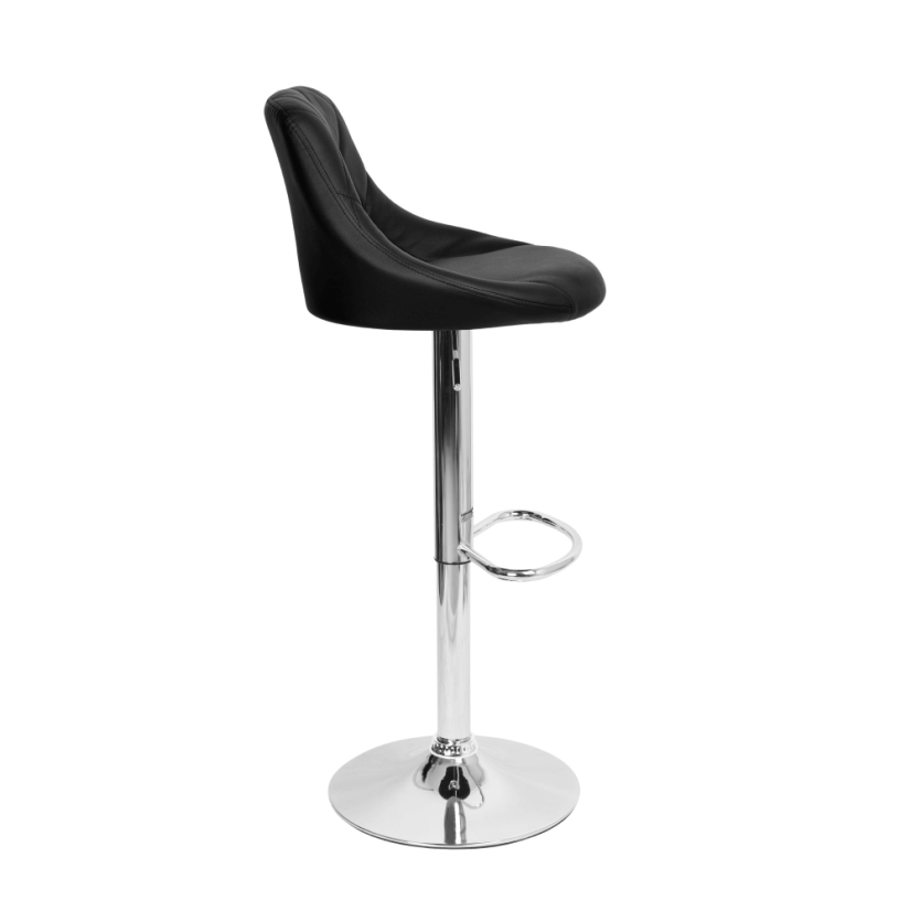 Barhocker, schwarzes Kunstleder/Chrom, MARID NEU