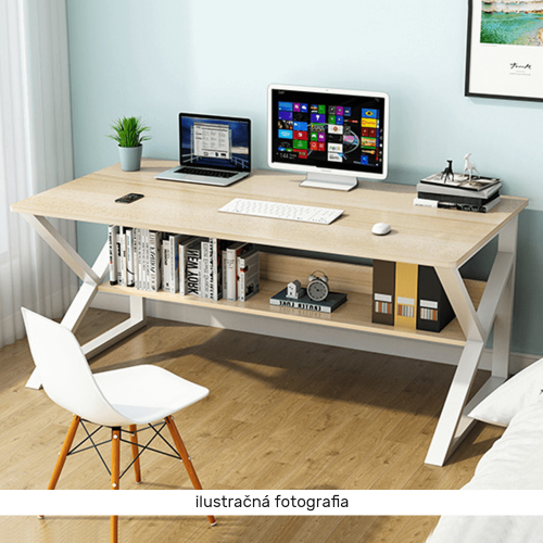 Písací stôl s policou, dub prírodný/biela, TARCAL 100