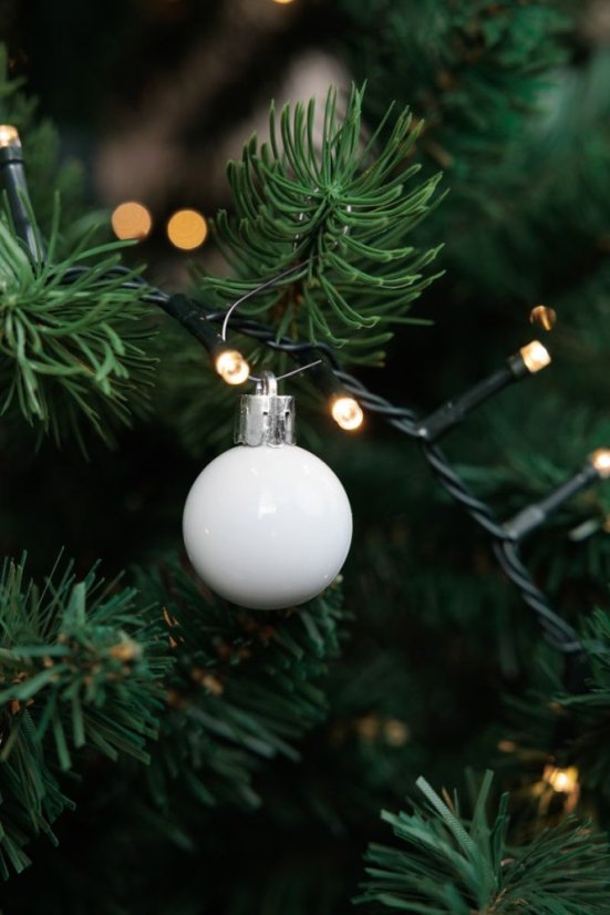 MagicHome Weihnachtskugeln, 24 Stück, Set, weiß, für Weihnachtsbaum, 3 cm