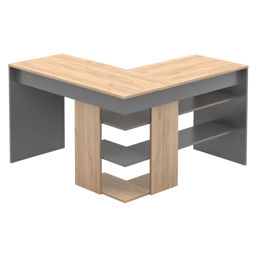 Eck-PC-Schreibtisch, Artisan-Eiche/Graphit, TAMARI