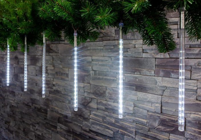 Lanț de țurțuri de Crăciun MagicHome, 240 LED alb rece, 8 cencil, efect cascadă, 230 V, 50 Hz, IP44, exterior, iluminare, L-2,50 x 0,30 m