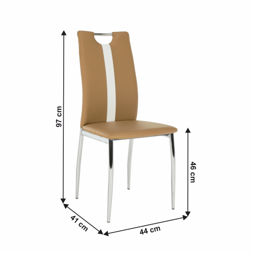 Židle, béžová/bílá, ekokůže/chrom, SIGNA