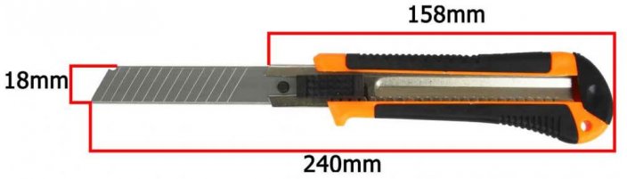 Messer mit Schneidklinge 18 mm, orange mit Knopf, MAR-POL