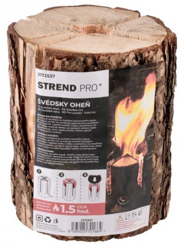 foc suedez Strend Pro WOODSON, semineu portabil, aragaz natural, bustean pentru gatit, camping, foc de tabara, 1 ora