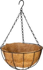Strend Pro vješalica, držač za saksije, čelik/kokos, viseća, s lancem i vješalicom, 25 cm (akce)