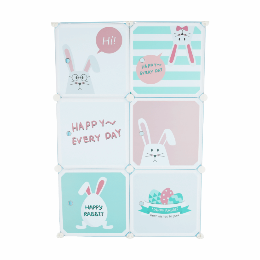 Modularer Kinderschrank, blau/Kindermuster, EDRIN