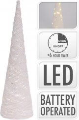 Dekorácia pyramída 30 LED 16,5x16,5x60 cm s časovačom biela