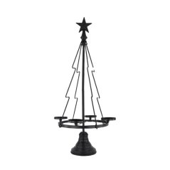 Kerzenständerbaum für 4 Kerzen 36,3x35,4x79,5cm schwarzes Metall