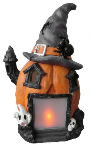 MagicHome Narava dekoracija, LED buča, hišica, keramika, 49 cm