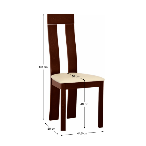 Krzesło drewniane, ekoskóra orzech/beż, DESI