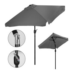Parasol de grădină dreptunghiular mare, mecanism de înclinare, mâner, gri, 200x140 cm, MultiGarden (akce)