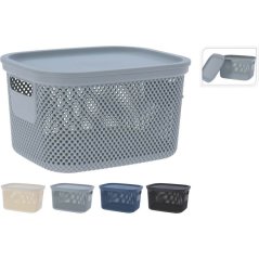 Coș de depozitare din plastic cu capac, 6 litri, bej