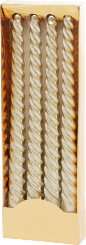 MagicHome Weihnachtskerze, 25 cm, Packung. 4 Stk., Champagner, Spirale, gedreht