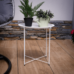Příruční stolek s odnímatelným tácem, bílý, RENDER