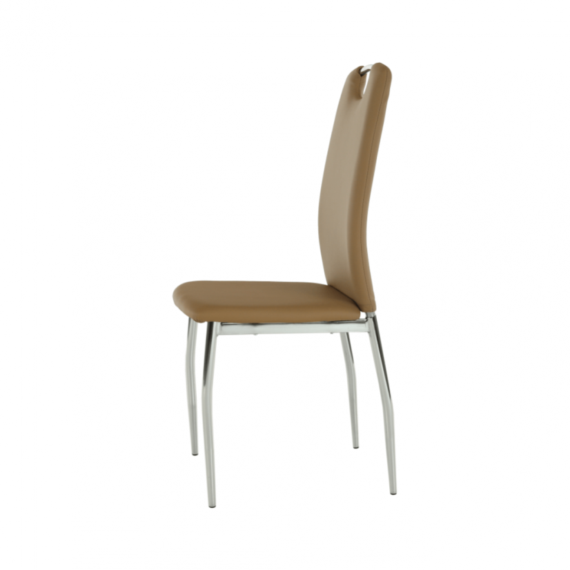 Esszimmerstuhl, Kunstleder beige/chrom, ERVINA