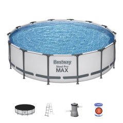 Piscina Bestway® Steel Pro MAX, 56950, filtru, pompa, scara, capac, 4,27x1,07 m