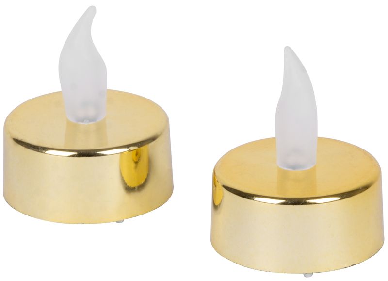 MagicHome Weihnachtskerzen, LED-Tee, 2er-Set, Gold, für das Grab, bewegliche Flamme (akce)