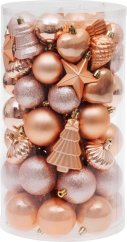 MagicHome Weihnachtskugeln, Set, 65 Stück, Roségold, Mix, für den Weihnachtsbaum