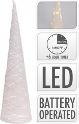 Decor piramidal 40 LED-uri 20x20x80 cm cu cronometru alb