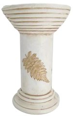 MagicHome dekoracija, visok podstavek, krem, keramika, 25,5x25,5x41 cm (akce)