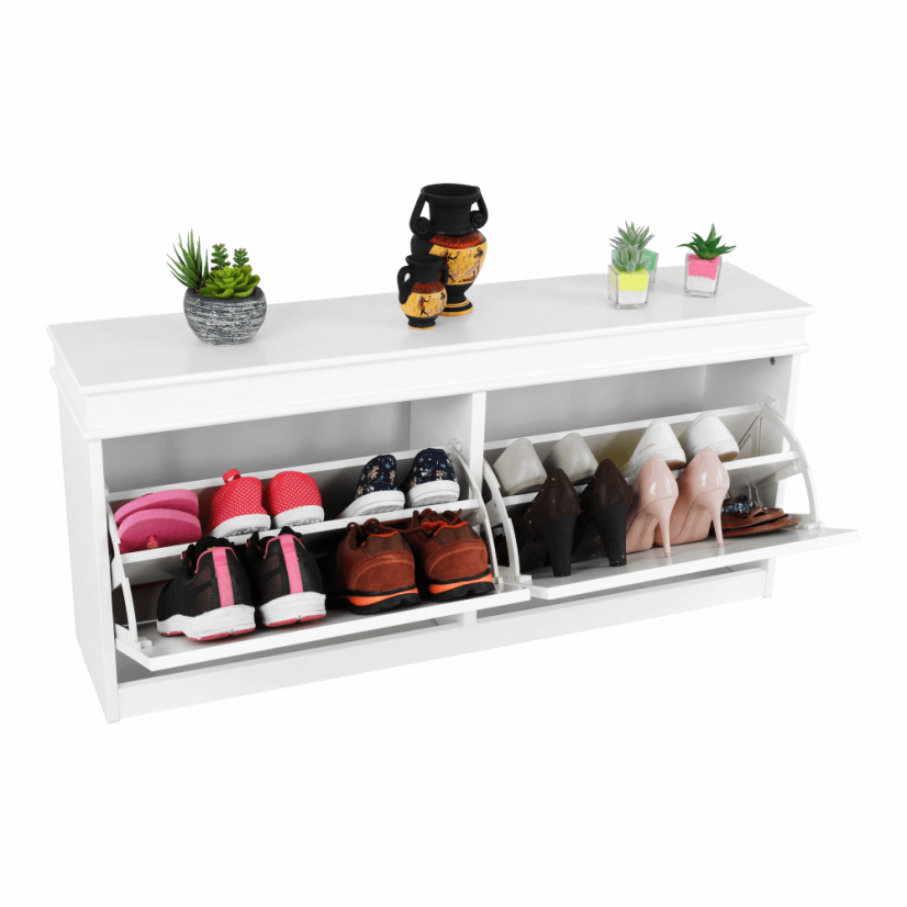 Schuhregal, 2-reihig, weiß, SEBER TYP 4 (akce)