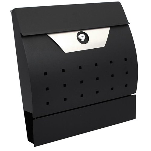 Briefkasten, 34x10x37,5cm, halbrunder schwarzer Edelstahl, XL-TOOLS