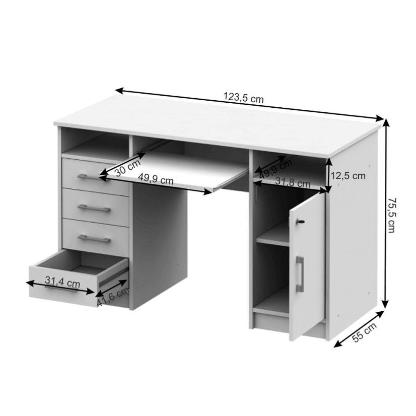 PC-Schreibtisch, weiß, B9 NEU
