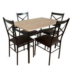 Blagovaonska garnitura 1+4, sonoma hrast/crna/smeđa, NAREN