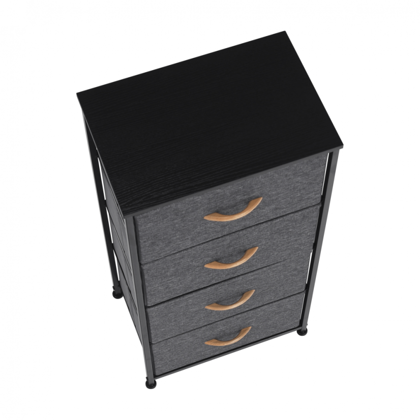 Komoda z szufladami materiałowymi, czarny/ciemnoszary, PALMERA TYP 2 (akce)