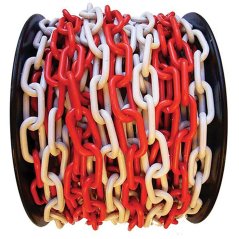 Lanț SLC 6 mm, L-25 m, plastic, roșu-alb, avertizare