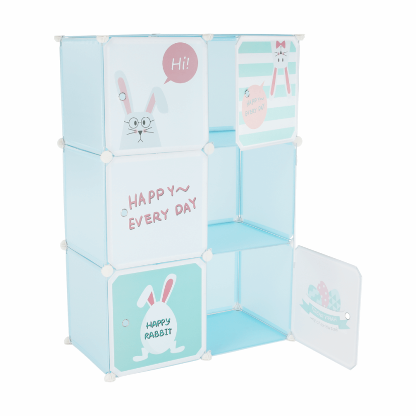 Modularer Kinderschrank, blau/Kindermuster, EDRIN