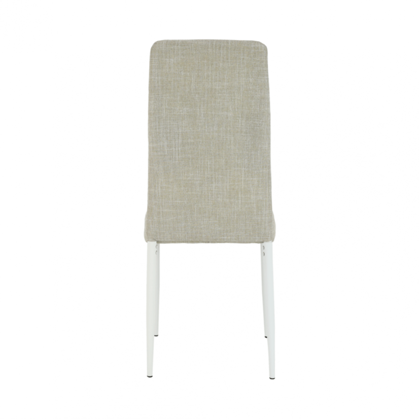 Stuhl, beige Stoff/weißes Metall, COLETA NOVA