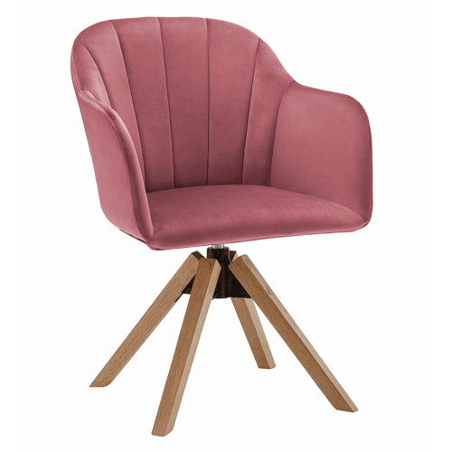 Okretna fotelja, baršunasta tkanina, stara roza/bukva, DALIO