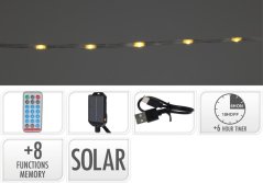 Vrtna svetilka 480 LED niz toplo bela solarna. s časovnikom, s funkcijami /24m