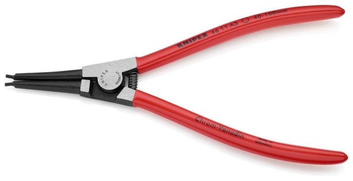 Cleste KNIPEX 46 11 A3, 40-100 mm, drept, pentru exterior. asigurare. inele