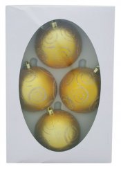 MagicHome karácsonyi labdák, 4 db, arany díszekkel, 7 cm
