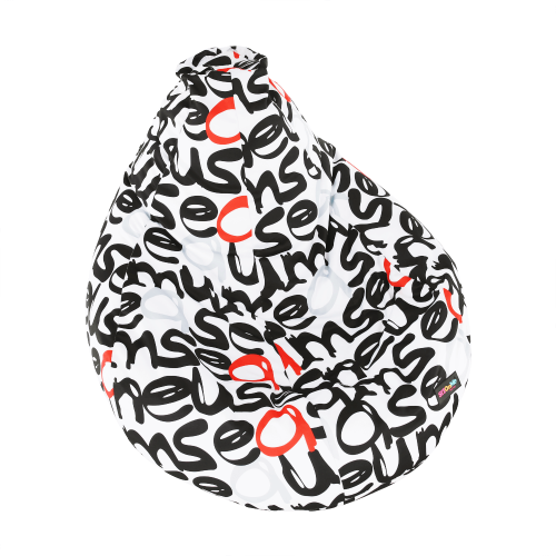 Bean bag, bijeli/crni/sivi/crveni uzorak, ELION