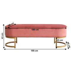 Bancă de design, ţesătură de catifea roz/crom auriu, MIRILA NEW (akce)