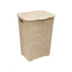 Koš na špinavé prádlo UH 60 l béžový 44x34x61 cm 60 l imitace Ratan