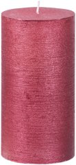MagicHome Weihnachtskerze, 6,9x13 cm, rot, Metallic-Effekt
