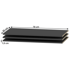 Schrankregale, schwarz, 3-tlg., SIRAN