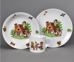 Zestaw porcelanowy 3-częściowy talerz dziecięcy GINGERBREAD COTTAGE