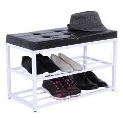 Bank mit Schuhregal, schwarz/weiß, LYROS