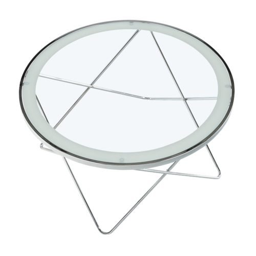 Klubska mizica, krom/prozorno steklo, LEONEL